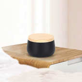 现货零售24个装 仿木纹盖黑色4盎司密封香薰蜡烛铁罐马口铁盒