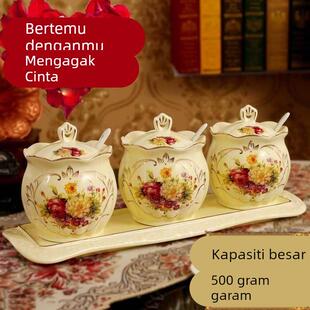 欧式调味罐陶瓷创意厨房调味瓶调料盒佐料调料盒装盐大容量500克