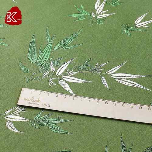 新款直销竹叶织锦缎丝面料旗袍暗纹提花汉服包diy刺绣中国风布料