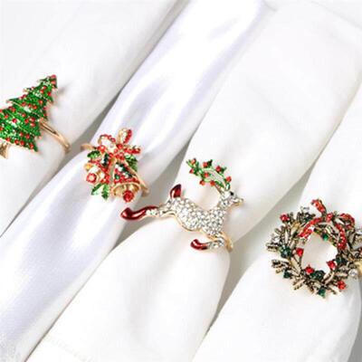 6PC Christmas Napkin Ring Holders Xmas table Decoration for