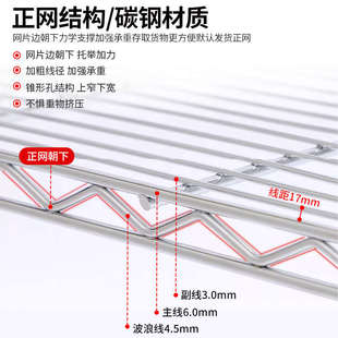 物镀铬家用不锈钢架周转层线网轮架架子可防静电置移动货架带网格
