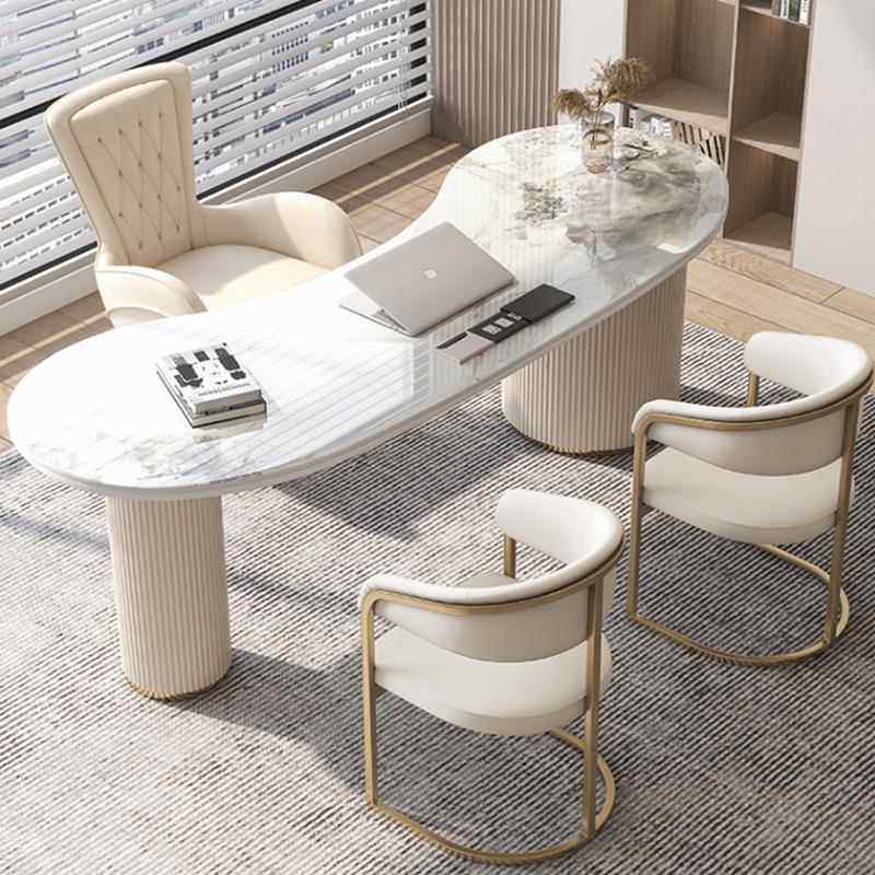 意式轻奢岩板办公桌 可定制简约书房写字台 铁质现代风格书桌组合