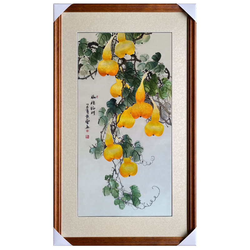 苏绣成品挂画葫芦福禄临门五福临门纯手工刺绣品家庭玄关装饰壁画图片
