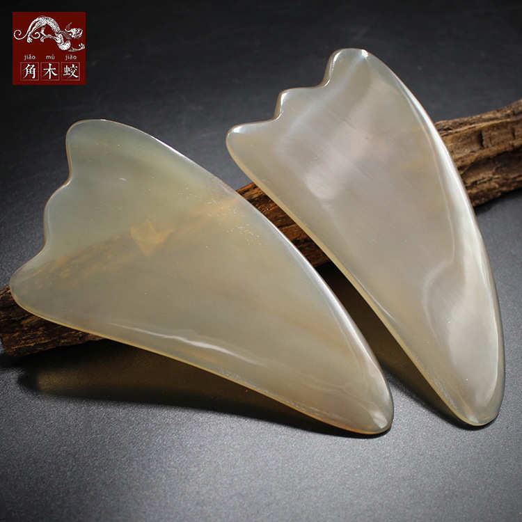 厂家批发角木蛟白水牛角刮痧板按摩美容片