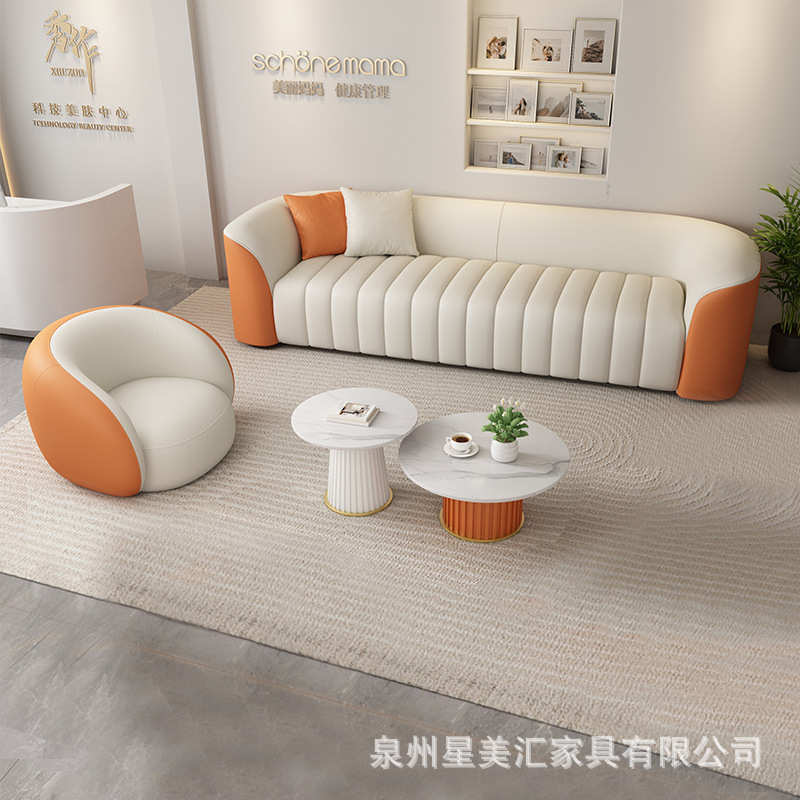 美容院沙发轻奢接待会客休息区办公室小户型客厅服装店美发店沙发