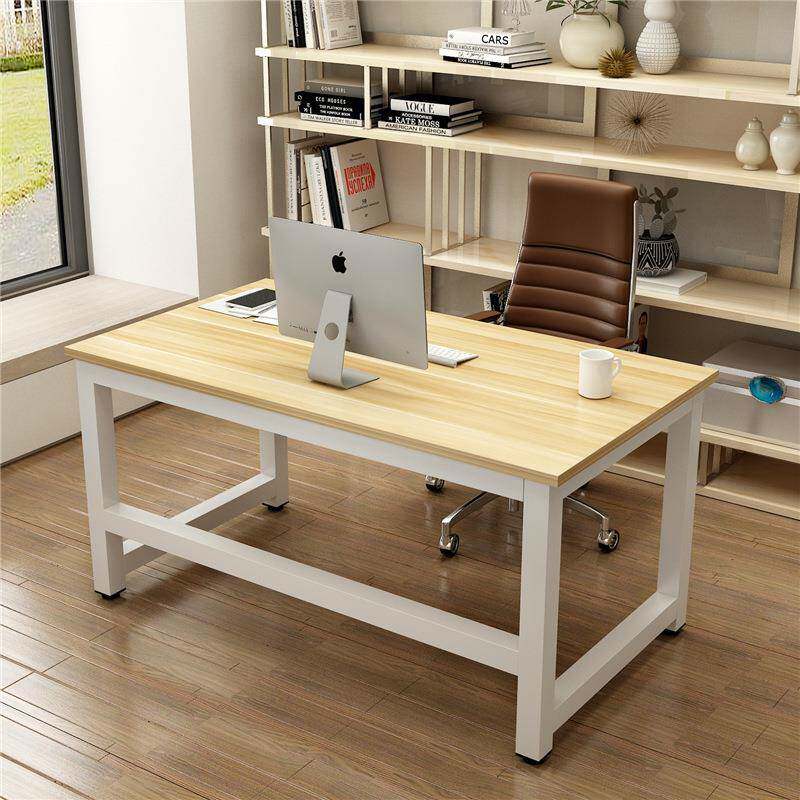 加固型简易电脑桌钢木书桌时尚简约双人办公桌台式家用写字台桌子