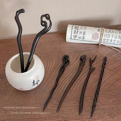 AISHG Retro Hair Clips Pins Women Wood Hair Sticks Natural