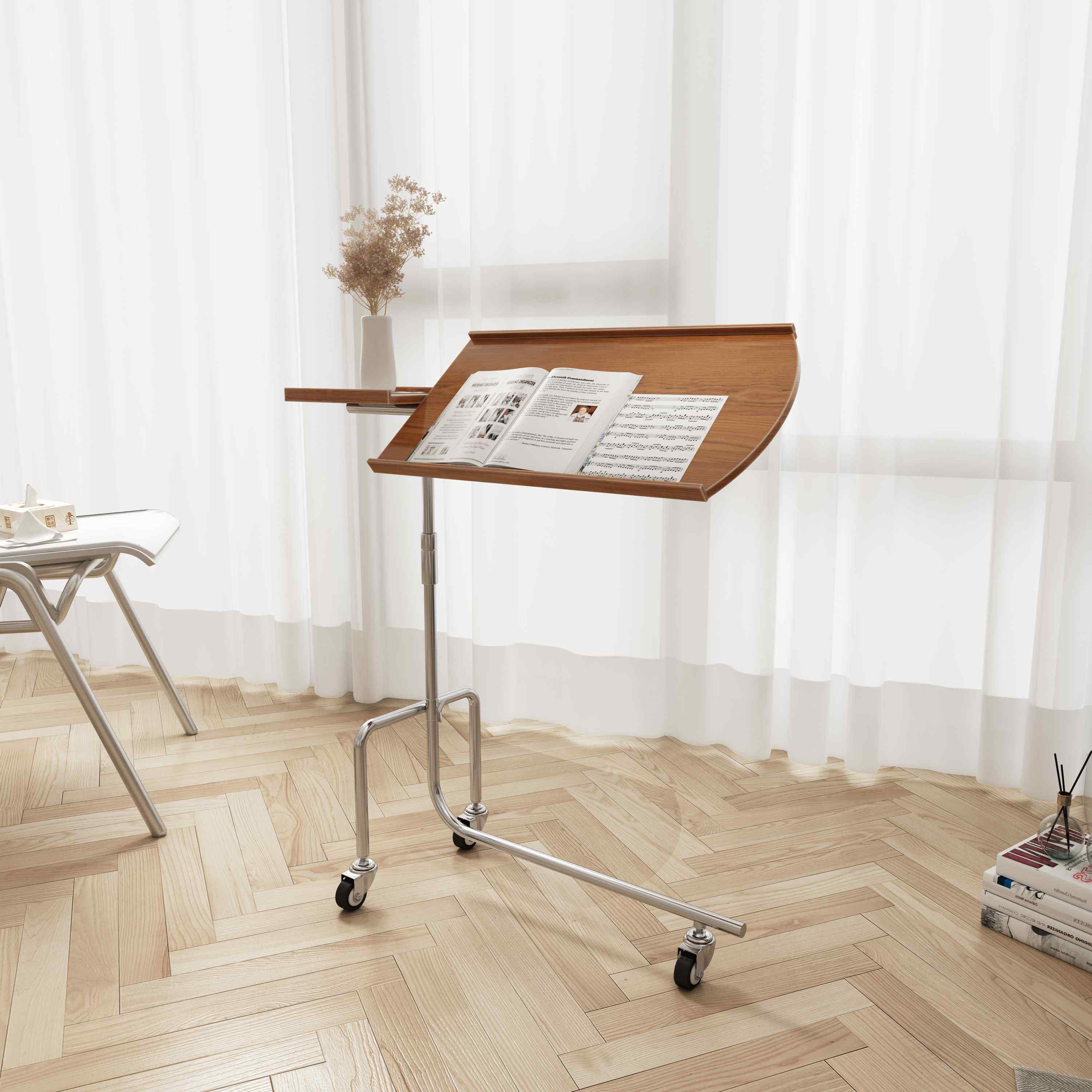 琴谱架边几中古升降小桌子小户型可移动沙发角几迷你床边推车