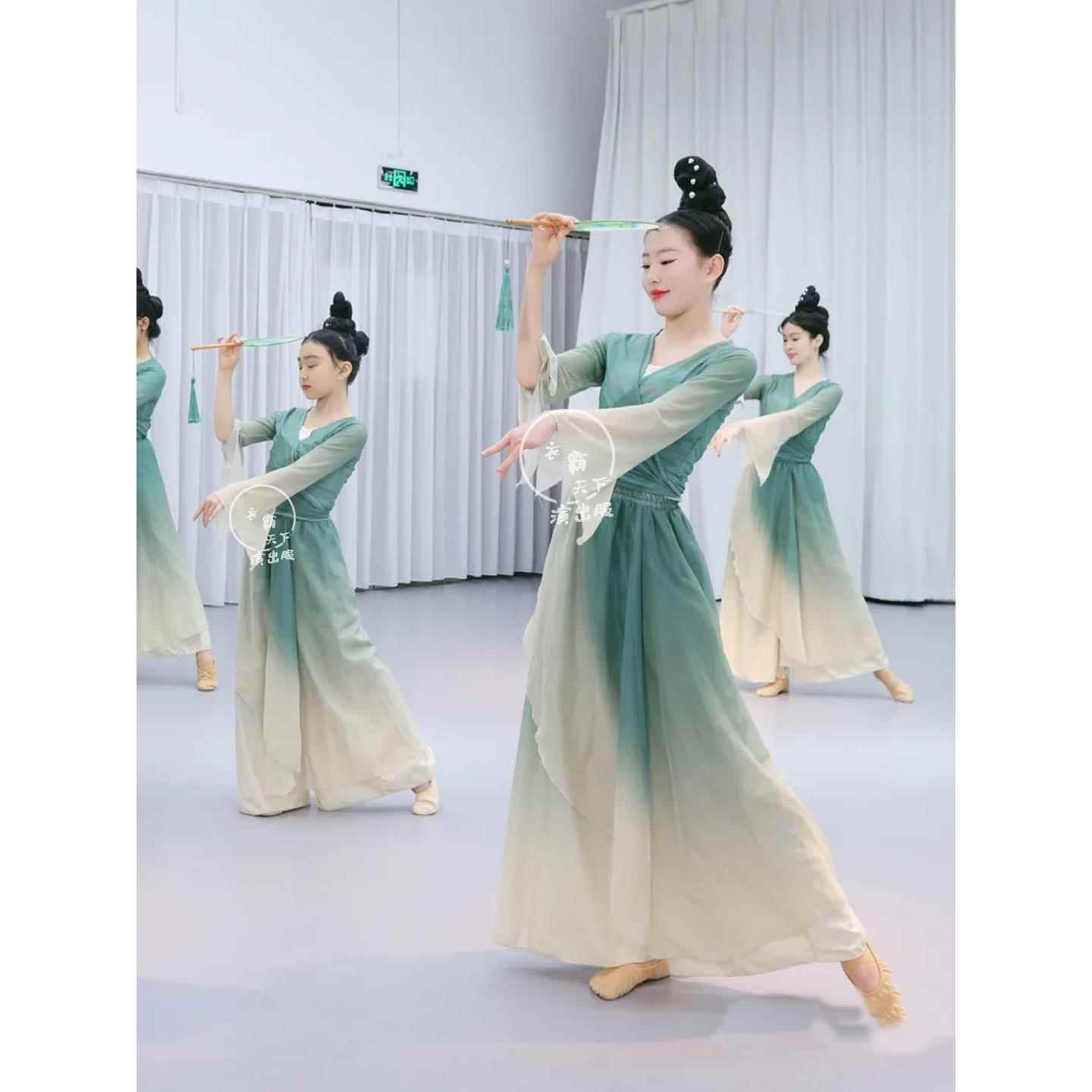 汉唐舞醉清波舞蹈服绿萝裙古典舞飘逸套装纱衣春三月人间烟火服装