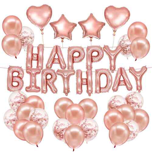 Rose Gold Set 30 40 50th Happy Birthday Confetti Balloon Ban