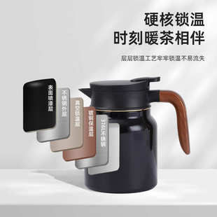 现货316不锈钢闷茶壶家用木纹手柄保温壶办公室保温泡茶壶 新款