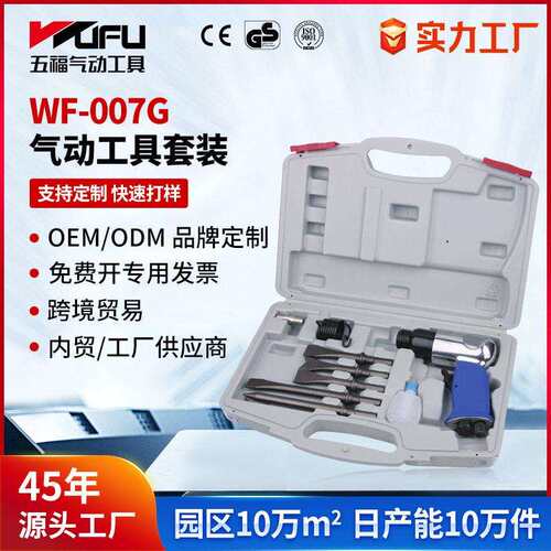 跨境定制WF-007G气铲除锈气镐150mm气动铲10件汽车维修工具套装