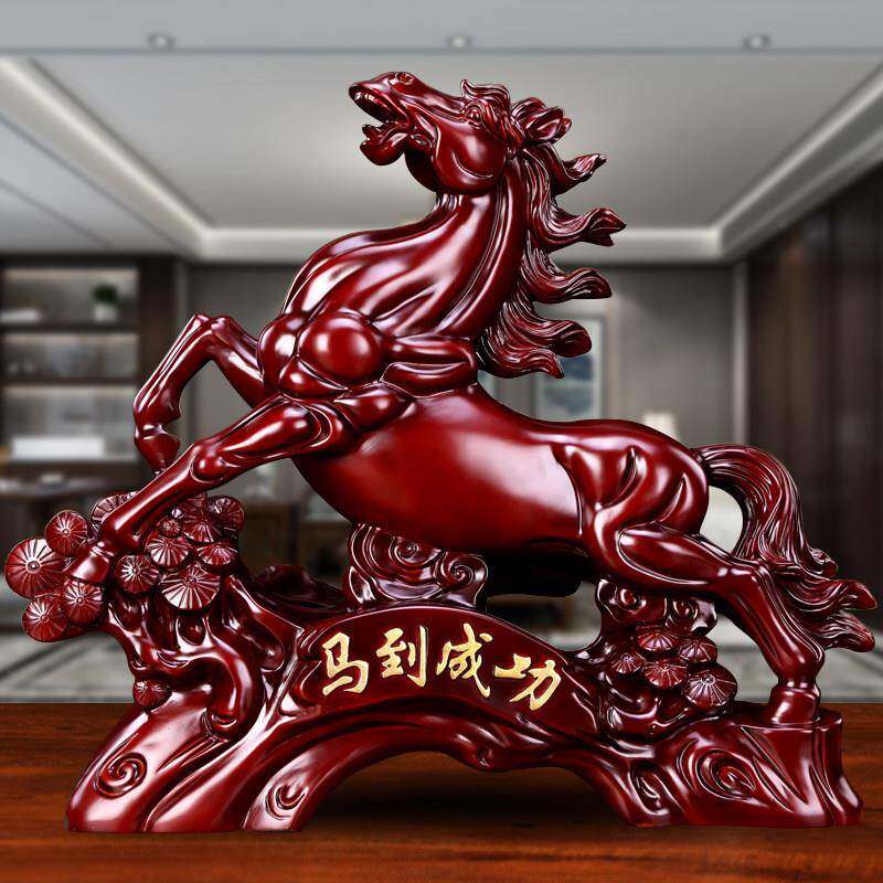 招财马摆件马到成功红色彷木高级工艺礼品摆饰客厅办公室开业礼品