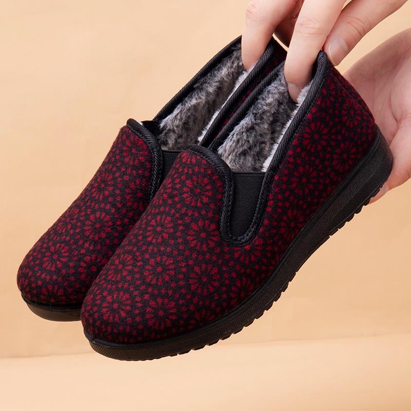 正品老北布鞋秋冬女款京棉鞋老太太软防滑二棉底鞋老年加奶奶绒保