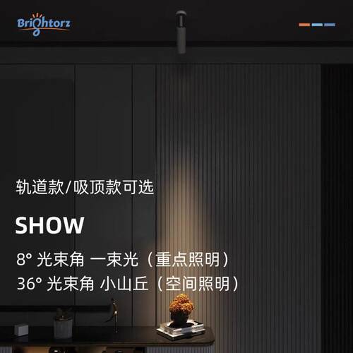 一束光8°小角度聚光射灯LED明装轨道可调角度酒店餐饮照明射灯铝