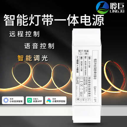智能灯带控制器小爱语音无极调光调色双色cob led灯带24v一体电源