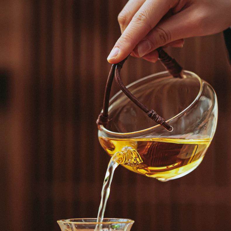日式藤编提篮公道杯泡绿茶壶分茶器特色创意2024新款耐高温高硼硅