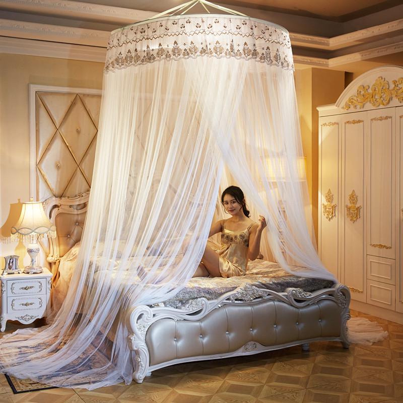 圆顶蚊帐吊顶1.8m2米床加密双人公主风1.5单人家用圆形帐子免安装