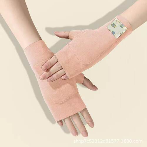 Dralon pocket half-finger gloves, autumn and winter warm rid