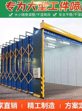 移动式伸缩喷PHM漆房轨缩道全自喷折叠干湿两用漆房伸喷漆动房