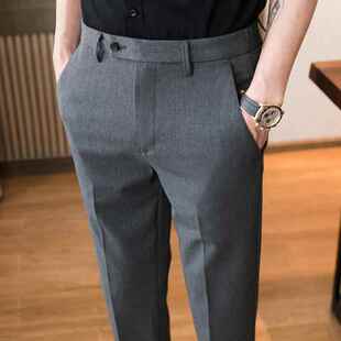 男休闲裤西裤秋士韩版潮流修身小脚九分裤商务西装裤年裤子0202k