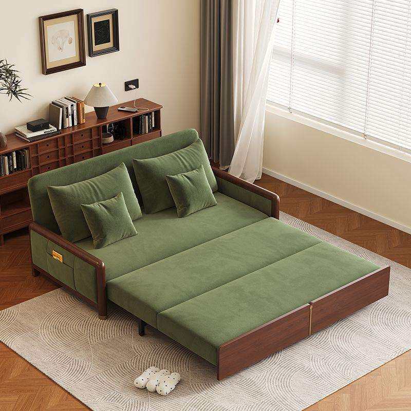中古风沙发床实木小户型客厅组合可折叠床双人两用一体轻奢沙发