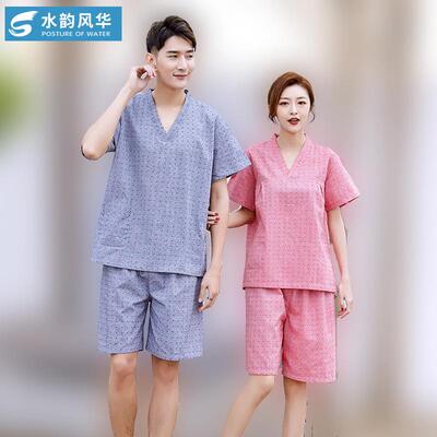 2026新款高档男女款纯棉浴服汗蒸服吸汗透气日系春夏短袖桑拿服