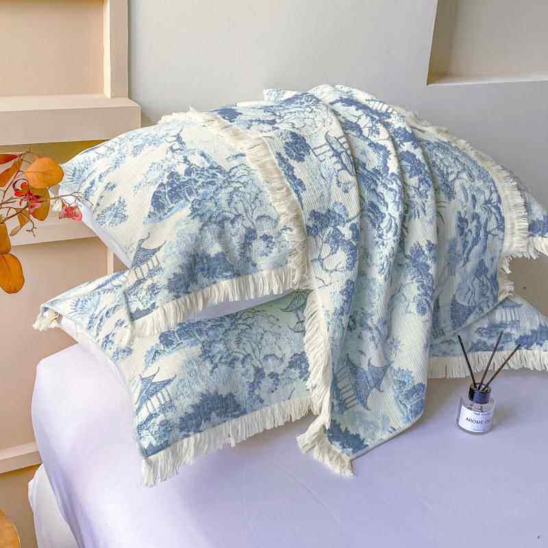 新款全棉纯棉流苏枕巾48*74cm一对家用高档棉软隔脏防头油枕头罩