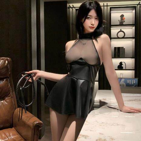Underwear transparent glossy fabric patchwork pleated