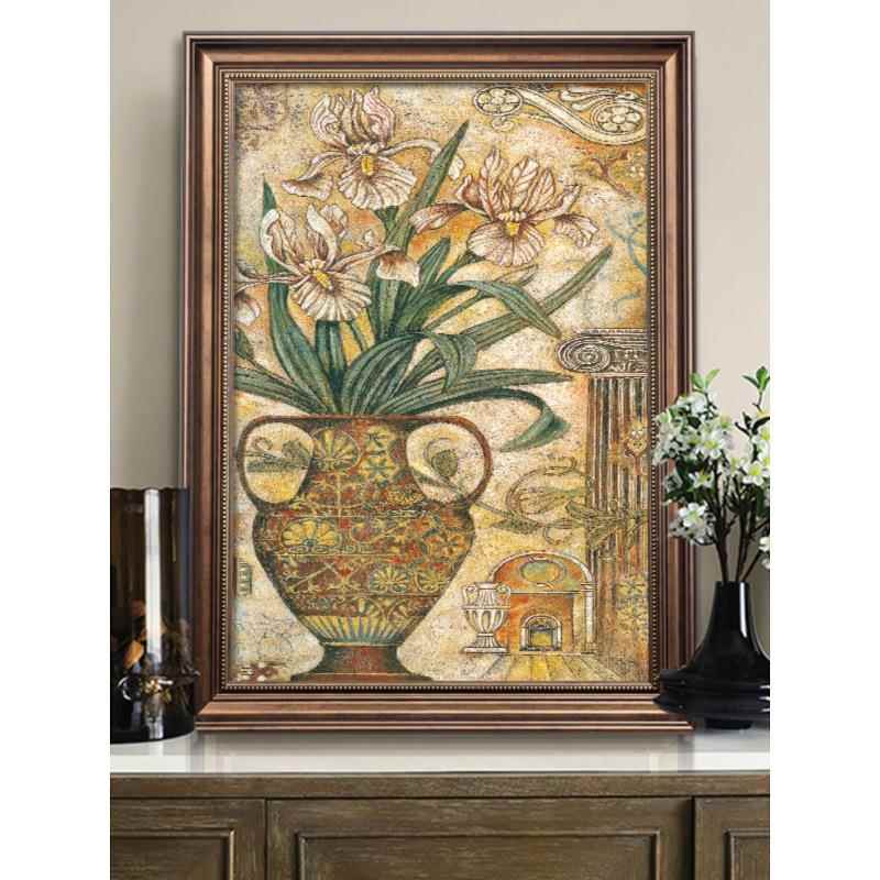 平安富贵入口挂画楼梯装饰画鲜花盛开富贵客厅橱柜壁画走廊末端挂