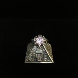1970s欧洲手工天然粉色水晶花朵纯银标复个性百搭戒指女款 17码