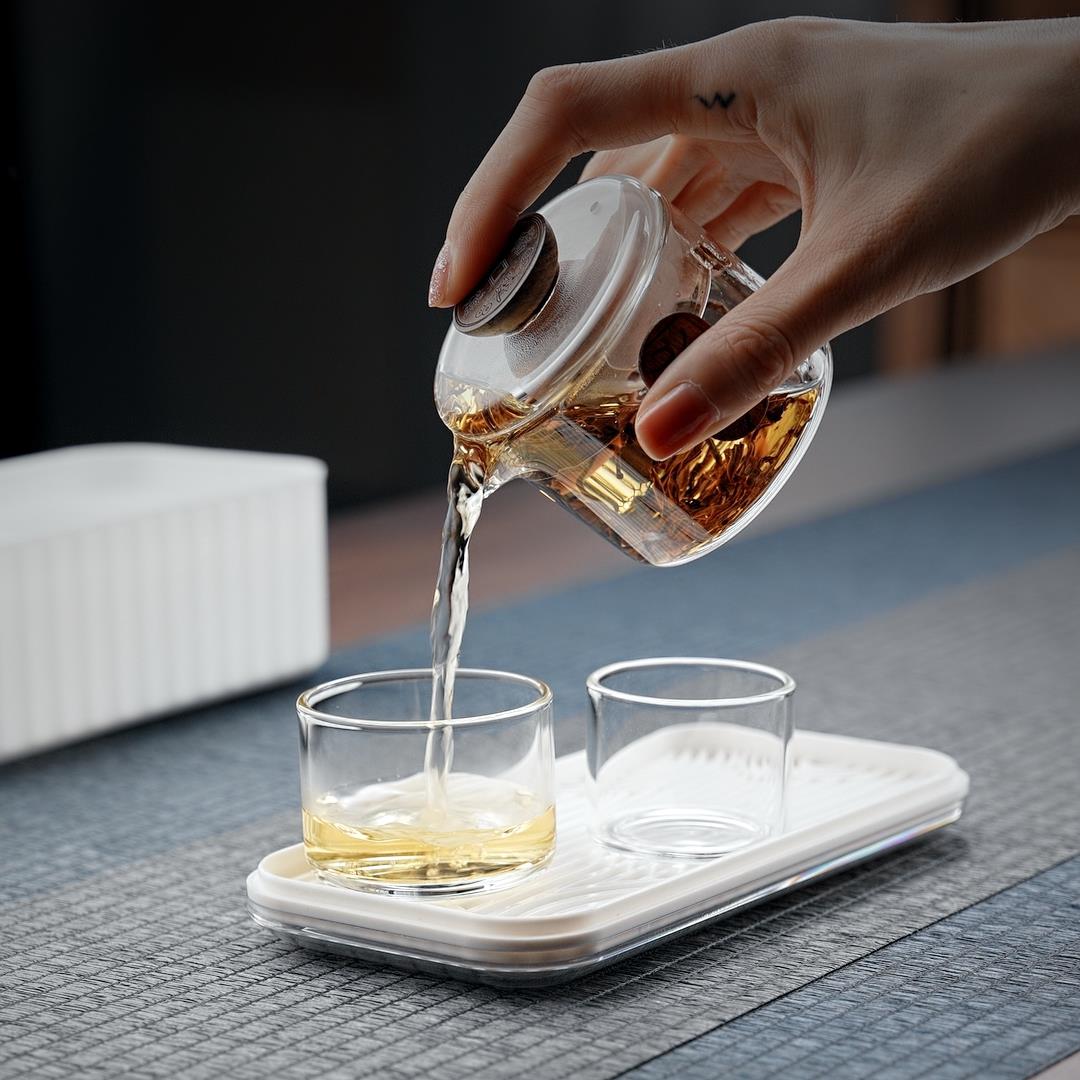 玻璃功夫茶具套组快客杯一壶二杯2025新款可携式个人用手抓小泡茶