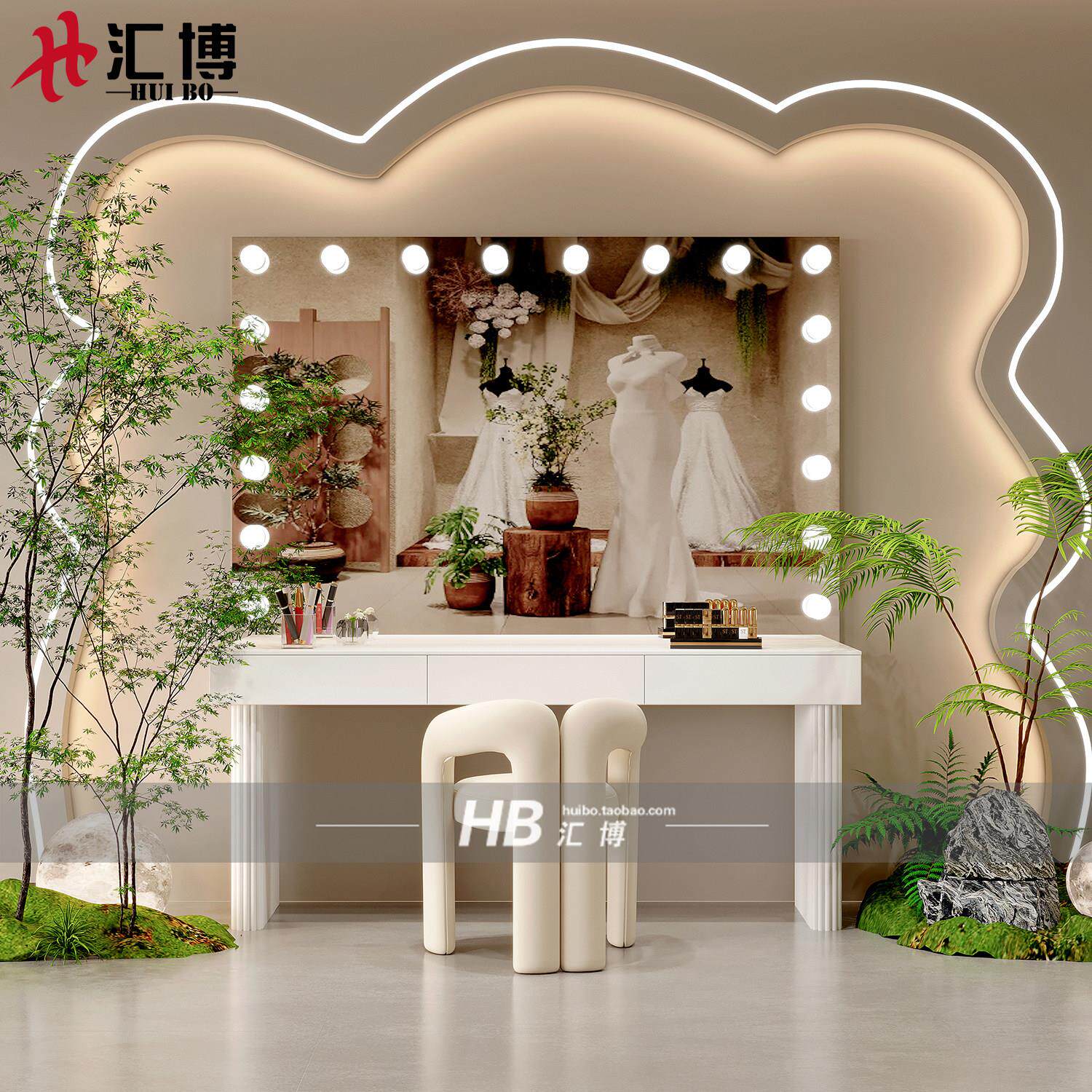 影楼婚纱店专业化妆台带灯高级美容院工作室纹绣化妆师专用化妆桌