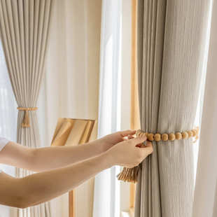 轻奢北欧简约布 客厅遮光卧室ins风法式 奶茶色日式 窗帘2022年新款