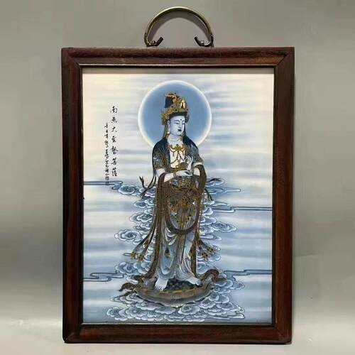 特价清仓处理景德镇彷古青花瓷板画 画观音菩萨挂画 画装饰画 画