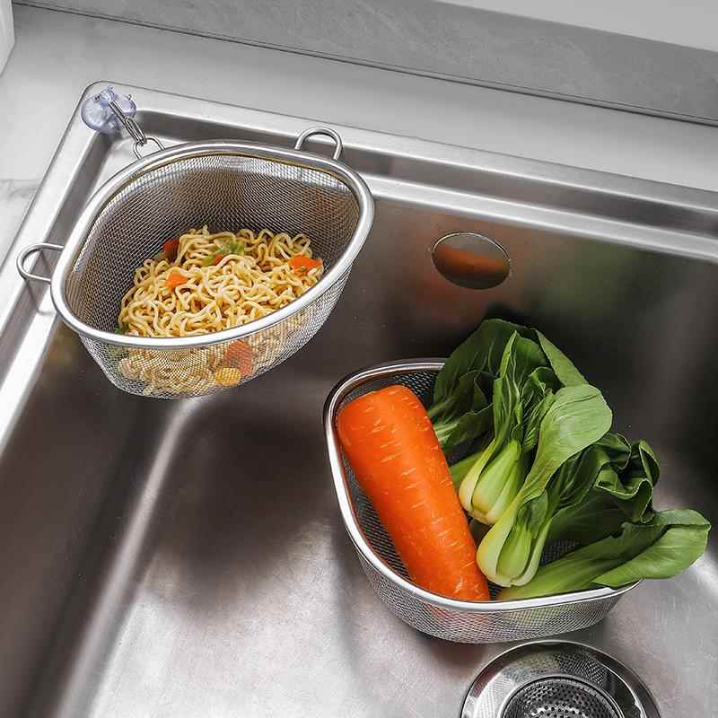 不锈钢水槽垃圾沥水篮三角过滤网厨房洗菜盆架水池剩菜剩饭漏水筐
