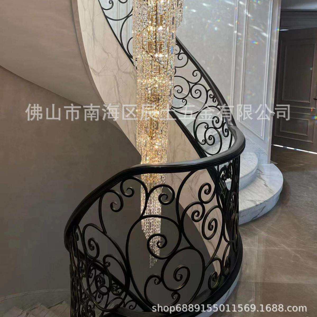 铁艺旋转楼梯扶手家用直梯别墅圆形楼梯栏旋转阳台厂家新款楼梯