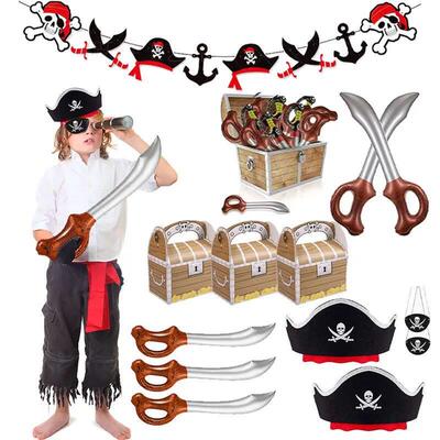 Pirate Eye Patch Captain Hat Headdress Skull Party Decor Pir