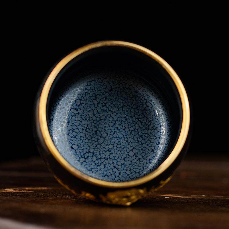 肖堂兴 24K金浮雕龙年主人杯茶杯家用送礼陶瓷天目鎏金茶盏单杯子