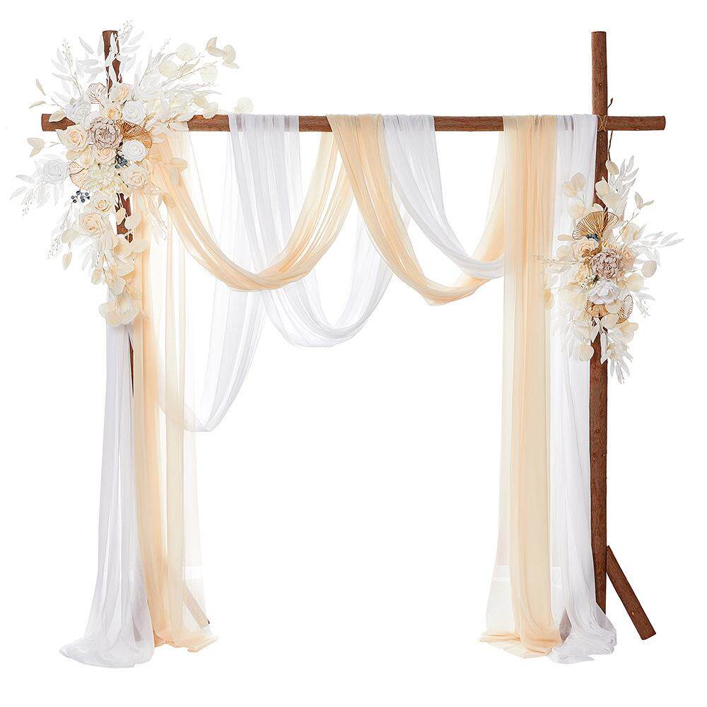 波西米亚婚礼拱门花艺新款香槟白拱形仿真花户外婚礼欢迎标志假花