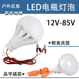 电瓶灯泡夜市摆摊生鲜水果照明led灯12V-85V带线夹LED球泡灯