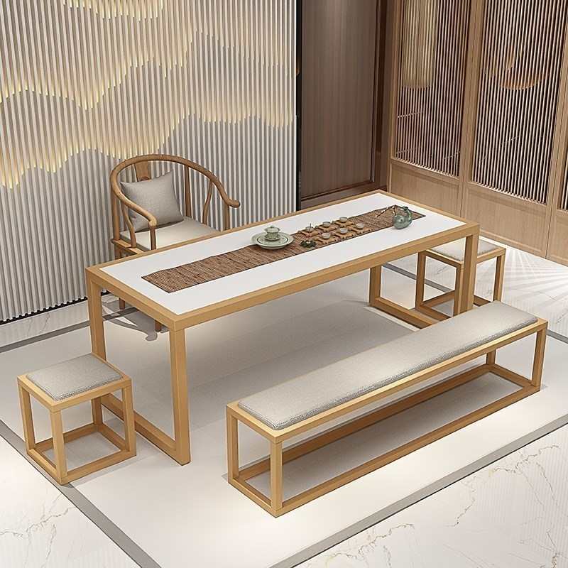 功夫茶桌椅组合套装禅意铁艺家用泡茶桌子实木简约现代新中式茶台