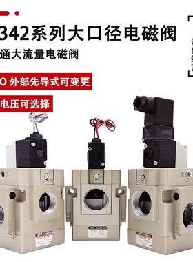 先导式3通电磁阀VG342R VG342-5G/4G-10A/06A/04气动NP13螺纹真空