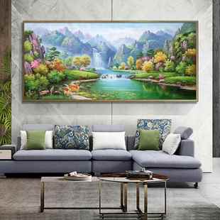 09WOR青山绿水字F76587S7绣2十21新款 自 客厅满绣发财鹿风景线绣款