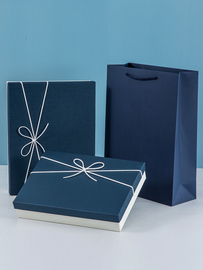礼物盒空盒精美生日礼盒，简约蓝色包装盒装围巾衣服大号盒定制