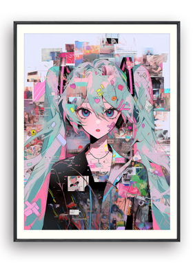 麋鹿的巧克力《初音少女》装饰画电竞房时尚潮流客厅玄关卧室挂画
