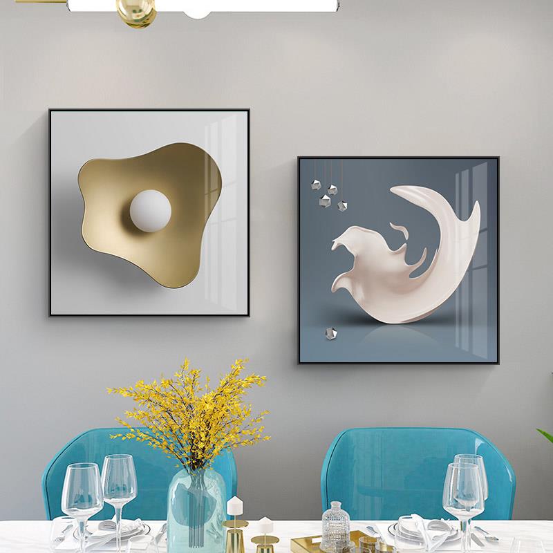 新款餐厅装饰画代约厅背景墙画晶简瓷轻奢壁画歺厅餐桌挂画免饭打图片