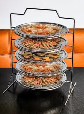 饭店提菜神器上菜桑拿鸡托 托盘多层手提架不锈钢架子备盘子厨房