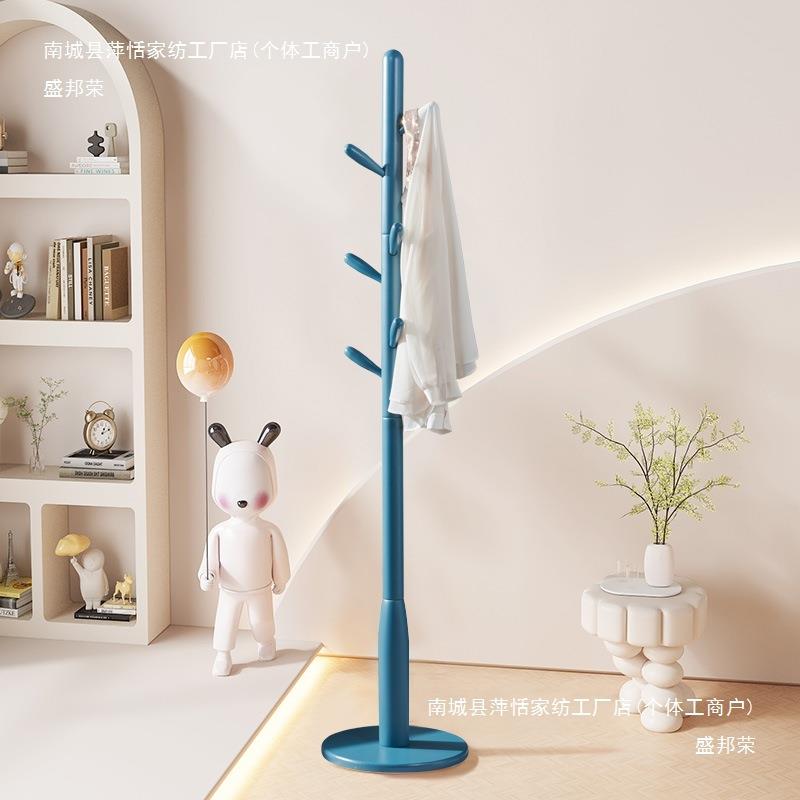 TXN实木儿童帽室架落地卧挂衣衣架单杆简约现代家书用包衣服架奶