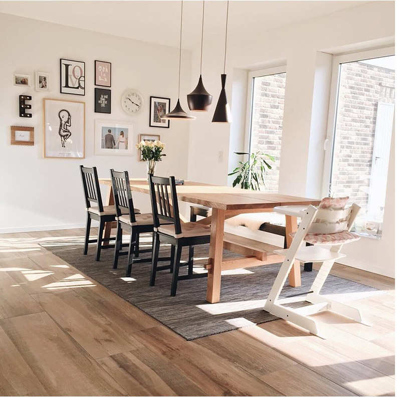 美式实木餐桌椅组合复古全实木长桌子现代简约家用客厅长方形饭桌